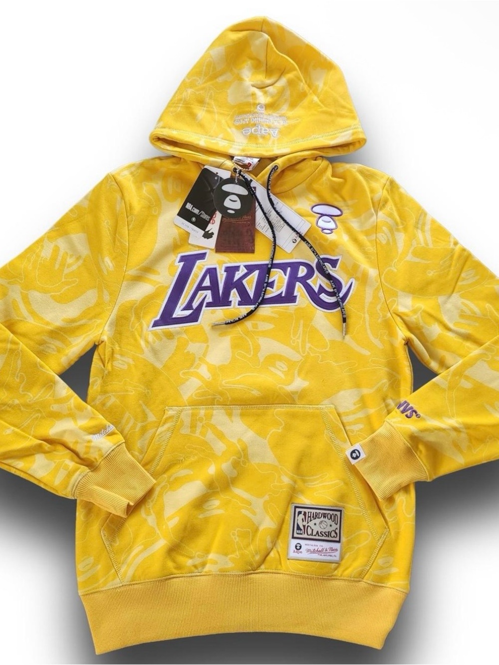 Aape Lakers Yellow Pullover Hoodie - Team Logo NBA Sweatshirt